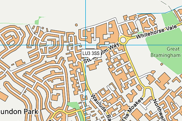 Whitefield Primary Academy map (LU3 3SS) - OS VectorMap District (Ordnance Survey)