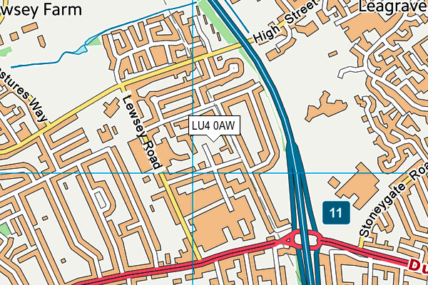 LU4 0AW map - OS VectorMap District (Ordnance Survey)