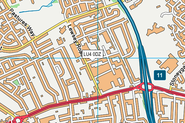 LU4 0DZ map - OS VectorMap District (Ordnance Survey)