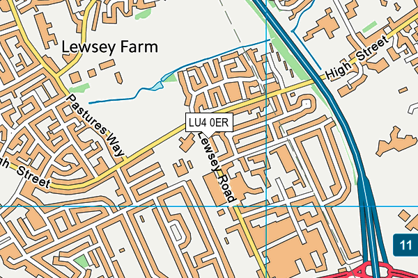 LU4 0ER map - OS VectorMap District (Ordnance Survey)