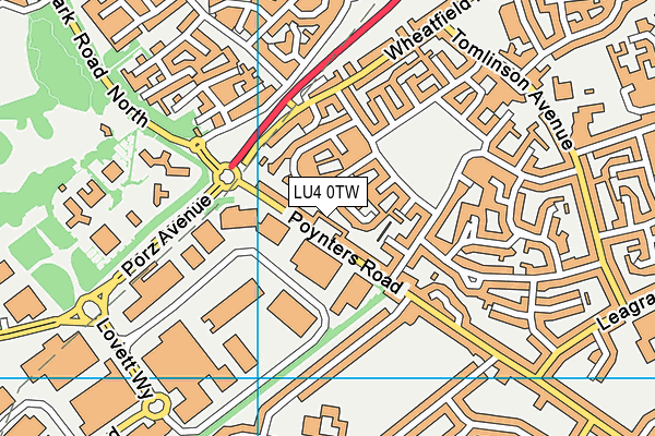 LU4 0TW map - OS VectorMap District (Ordnance Survey)