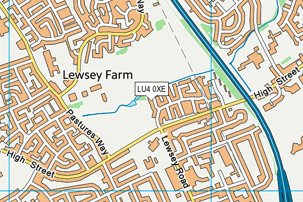 LU4 0XE map - OS VectorMap District (Ordnance Survey)