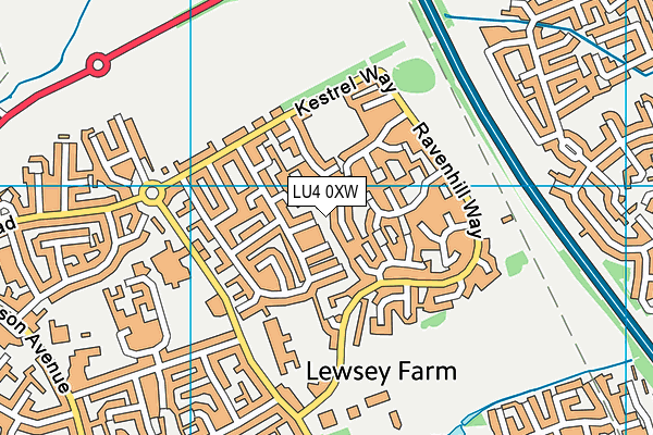 LU4 0XW map - OS VectorMap District (Ordnance Survey)