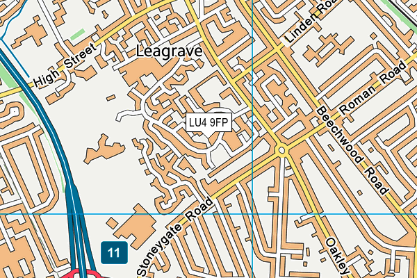 LU4 9FP map - OS VectorMap District (Ordnance Survey)