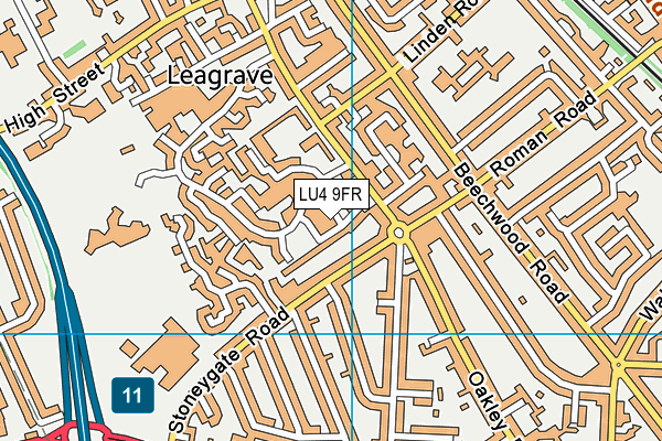 LU4 9FR map - OS VectorMap District (Ordnance Survey)