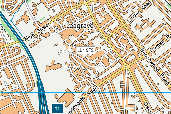 LU4 9FS map - OS VectorMap District (Ordnance Survey)