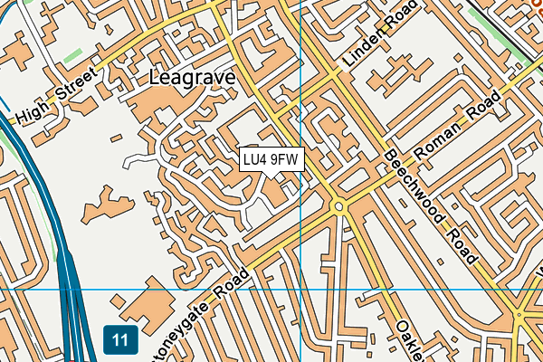 LU4 9FW map - OS VectorMap District (Ordnance Survey)
