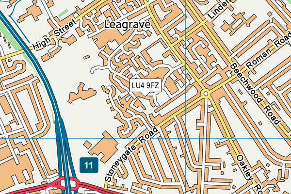 LU4 9FZ map - OS VectorMap District (Ordnance Survey)