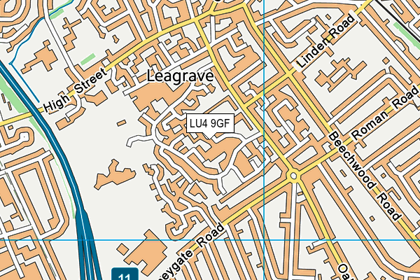 LU4 9GF map - OS VectorMap District (Ordnance Survey)