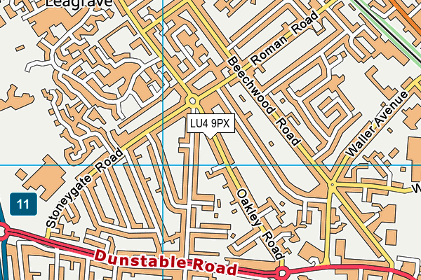 LU4 9PX map - OS VectorMap District (Ordnance Survey)