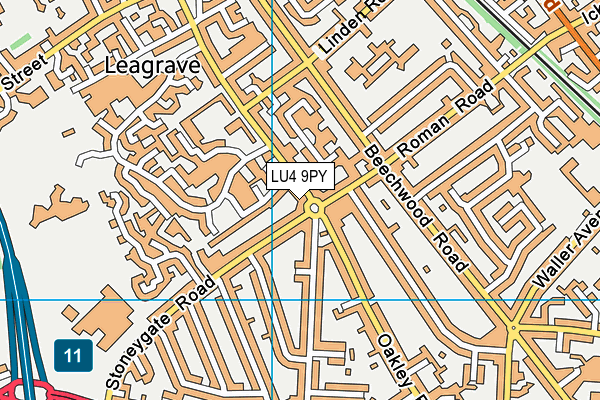 LU4 9PY map - OS VectorMap District (Ordnance Survey)