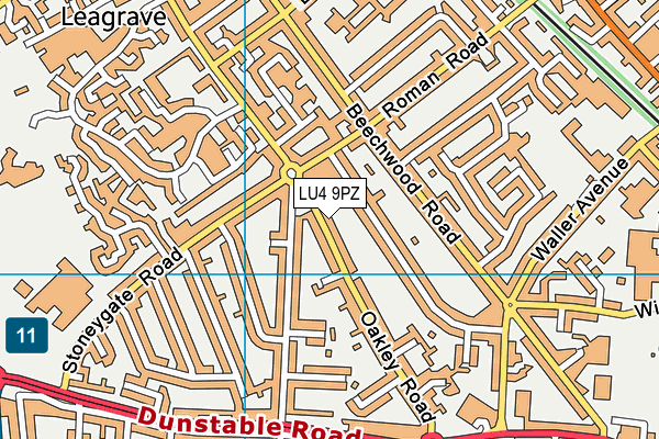 LU4 9PZ map - OS VectorMap District (Ordnance Survey)