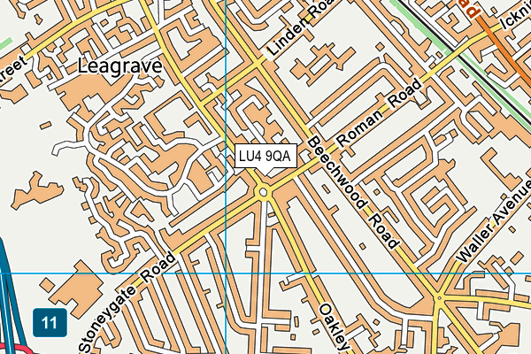 LU4 9QA map - OS VectorMap District (Ordnance Survey)