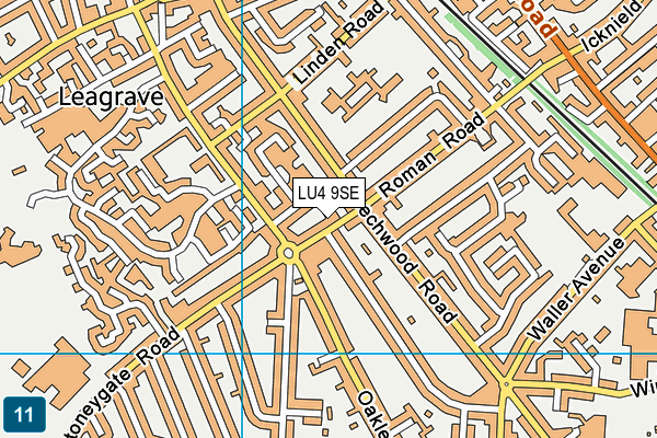 LU4 9SE map - OS VectorMap District (Ordnance Survey)