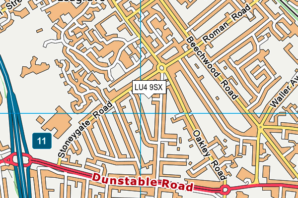 LU4 9SX map - OS VectorMap District (Ordnance Survey)