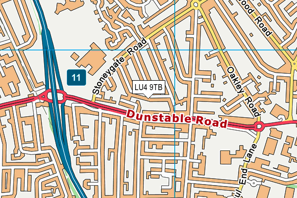 LU4 9TB map - OS VectorMap District (Ordnance Survey)