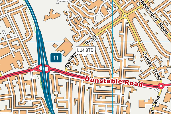 LU4 9TD map - OS VectorMap District (Ordnance Survey)