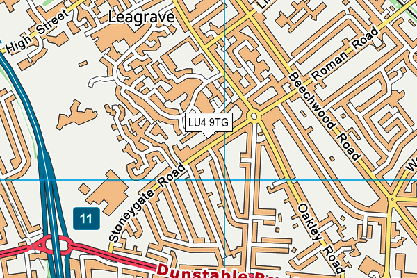LU4 9TG map - OS VectorMap District (Ordnance Survey)