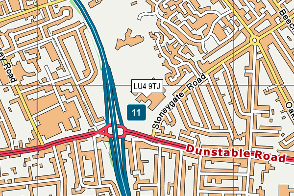 LU4 9TJ map - OS VectorMap District (Ordnance Survey)