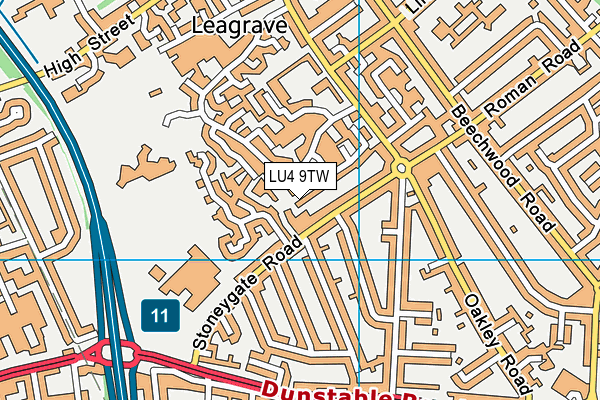 LU4 9TW map - OS VectorMap District (Ordnance Survey)