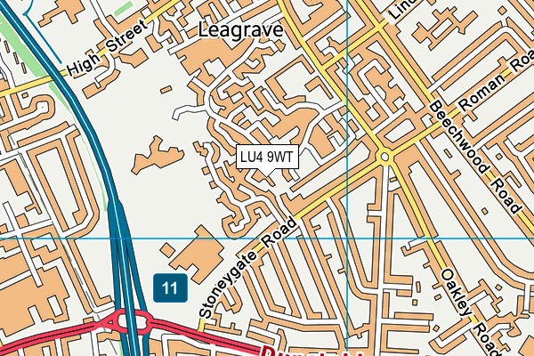 LU4 9WT map - OS VectorMap District (Ordnance Survey)