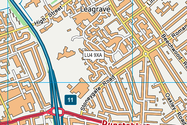 LU4 9XA map - OS VectorMap District (Ordnance Survey)