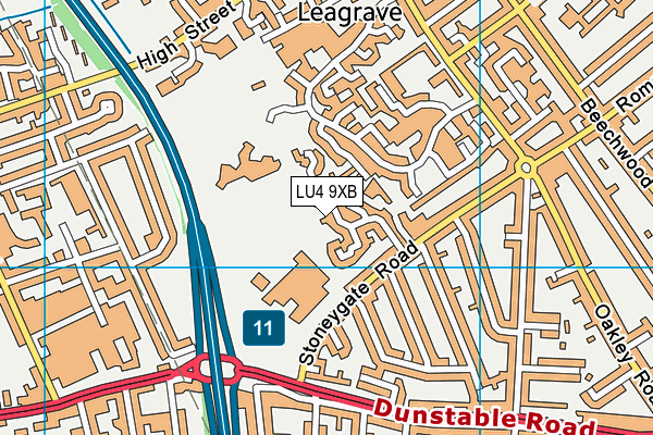 LU4 9XB map - OS VectorMap District (Ordnance Survey)