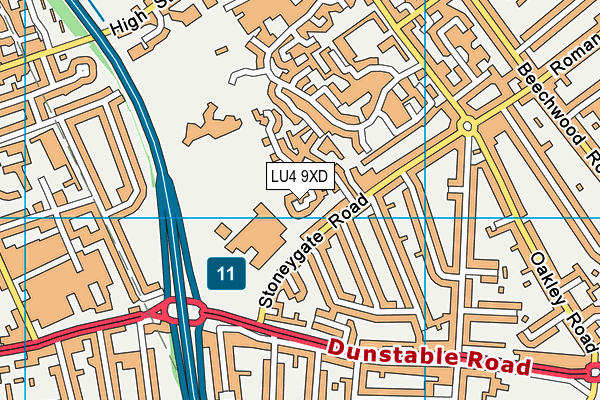 LU4 9XD map - OS VectorMap District (Ordnance Survey)
