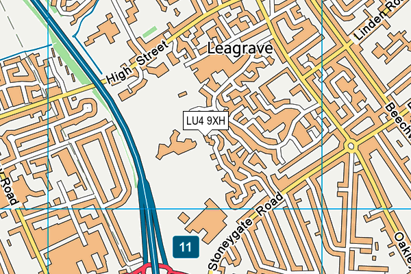 LU4 9XH map - OS VectorMap District (Ordnance Survey)