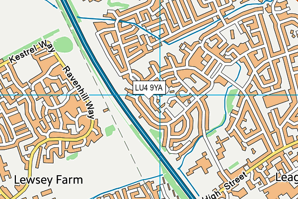LU4 9YA map - OS VectorMap District (Ordnance Survey)