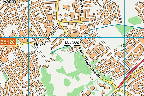 Moore Crescent Recreation Ground map (LU5 5GZ) - OS VectorMap District (Ordnance Survey)