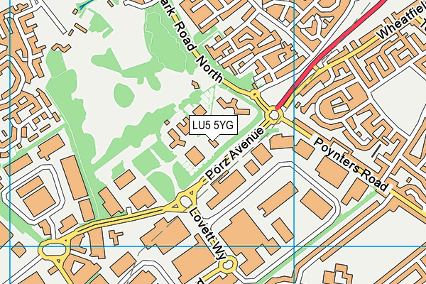 LU5 5YG map - OS VectorMap District (Ordnance Survey)