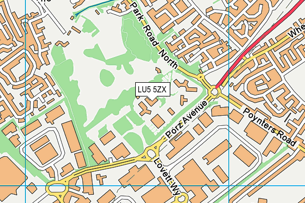 LU5 5ZX map - OS VectorMap District (Ordnance Survey)