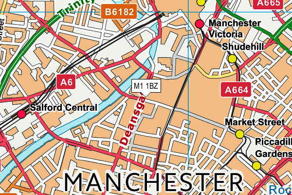 M1 1BZ map - OS VectorMap District (Ordnance Survey)