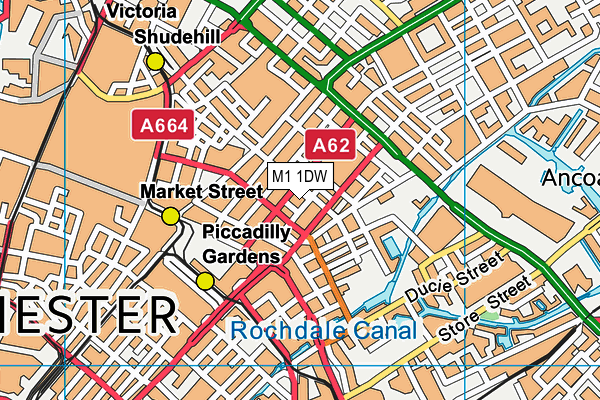 M1 1DW map - OS VectorMap District (Ordnance Survey)