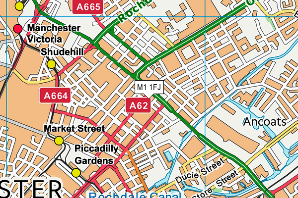 M1 1FJ map - OS VectorMap District (Ordnance Survey)