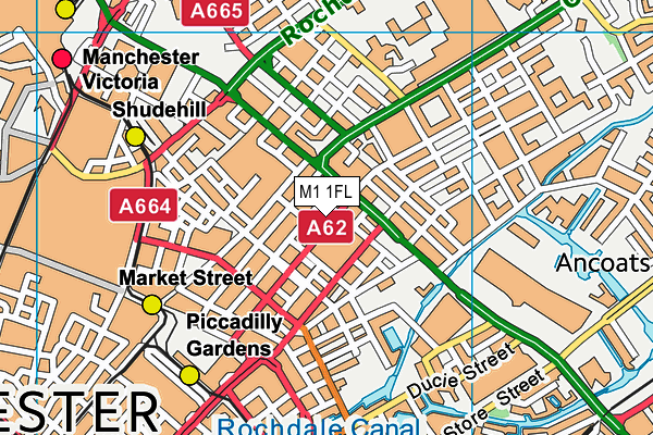 M1 1FL map - OS VectorMap District (Ordnance Survey)