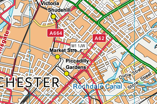 M1 1JW map - OS VectorMap District (Ordnance Survey)