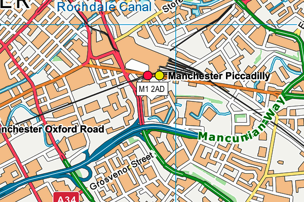 M1 2AD map - OS VectorMap District (Ordnance Survey)