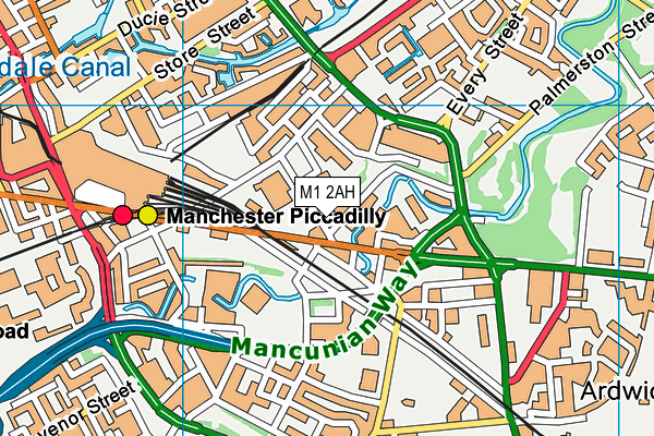 M1 2AH map - OS VectorMap District (Ordnance Survey)