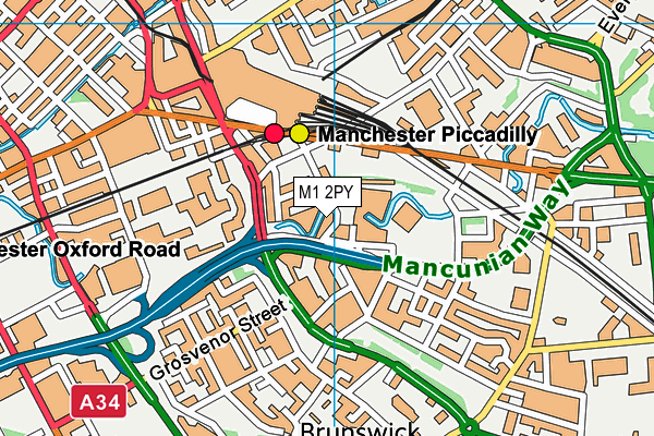 M1 2PY map - OS VectorMap District (Ordnance Survey)