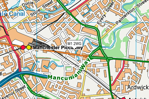 M1 2WG map - OS VectorMap District (Ordnance Survey)