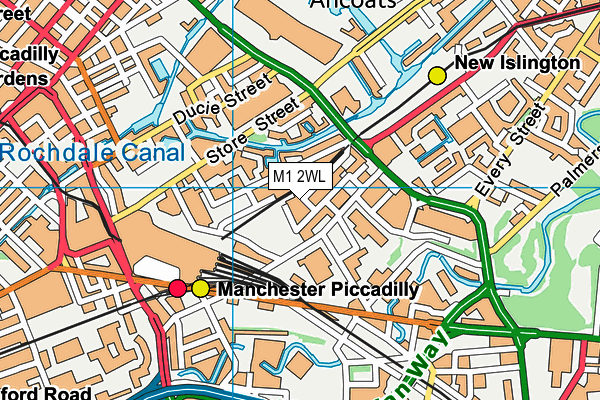 M1 2WL map - OS VectorMap District (Ordnance Survey)