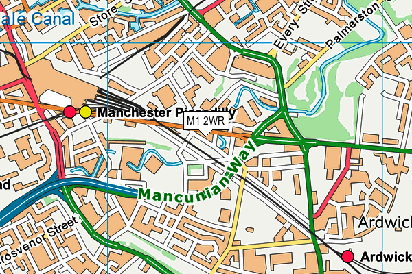 M1 2WR map - OS VectorMap District (Ordnance Survey)