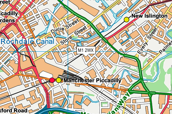 M1 2WX map - OS VectorMap District (Ordnance Survey)