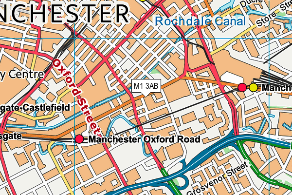 M1 3AB map - OS VectorMap District (Ordnance Survey)