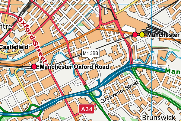 M1 3BB map - OS VectorMap District (Ordnance Survey)