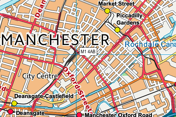 M1 4AB map - OS VectorMap District (Ordnance Survey)