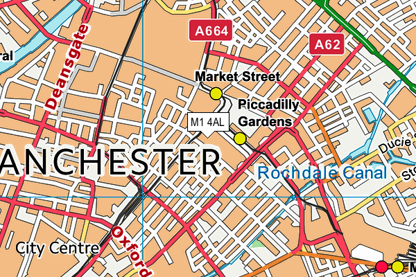 M1 4AL map - OS VectorMap District (Ordnance Survey)