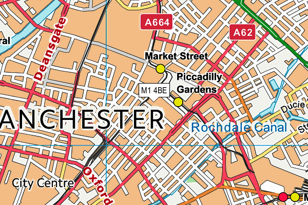 M1 4BE map - OS VectorMap District (Ordnance Survey)